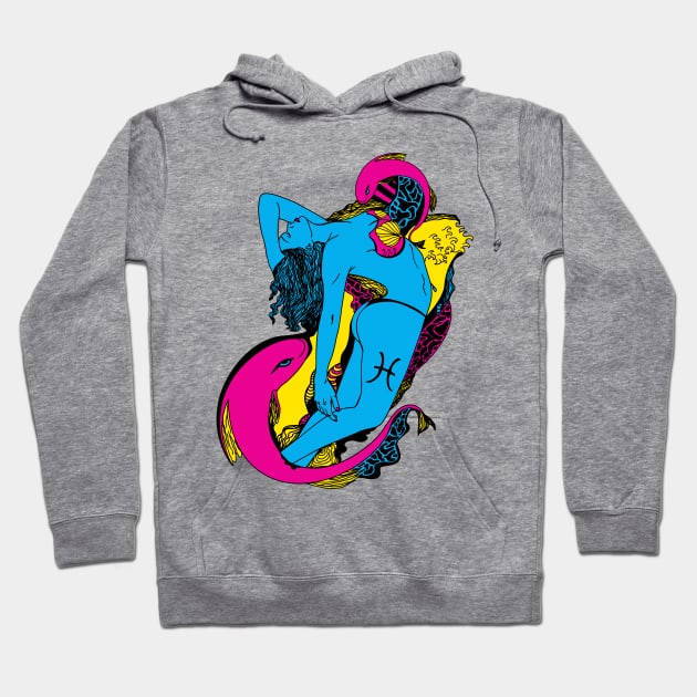 CMYK Pisces Beauty Hoodie by kenallouis